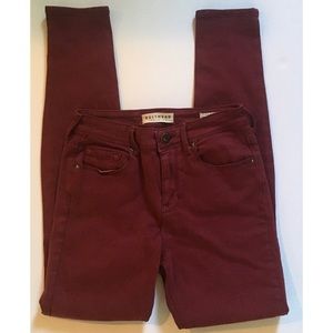 Burgundy high waist skinny jeans